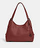 COACH®,LORI SHOULDER BAG,Pebble Leather/Suede,Medium,Pewter/Cardinal,Front View