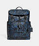 COACH®,LEAGUE FLAP BACKPACK WITH CAMO PRINT,Pebble Leather,X-Large,Camo,Blue/Midnight Navy,Front View