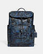 COACH®,LEAGUE FLAP BACKPACK WITH CAMO PRINT,Pebble Leather,X-Large,Camo,Blue/Midnight Navy,Front View