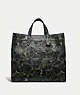 COACH®,FIELD TOTE 40 WITH CAMO PRINT,Pebble Leather,X-Large,Camo,Matte Black/Green/Blue,Front View