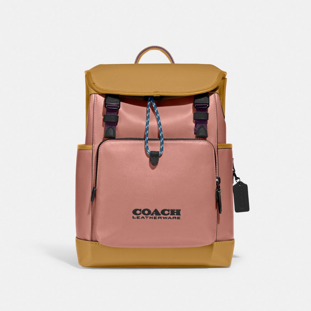 Coach League Flap Backpack In Colorblock In New Blush Multi
