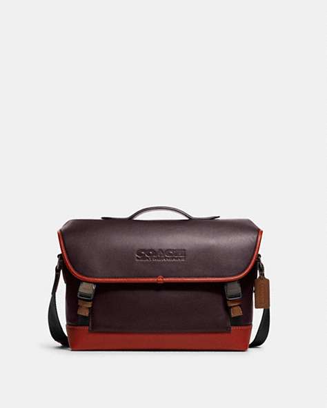 COACH®,LEAGUE BIKE BAG,Black Copper/Oxblood,Front View