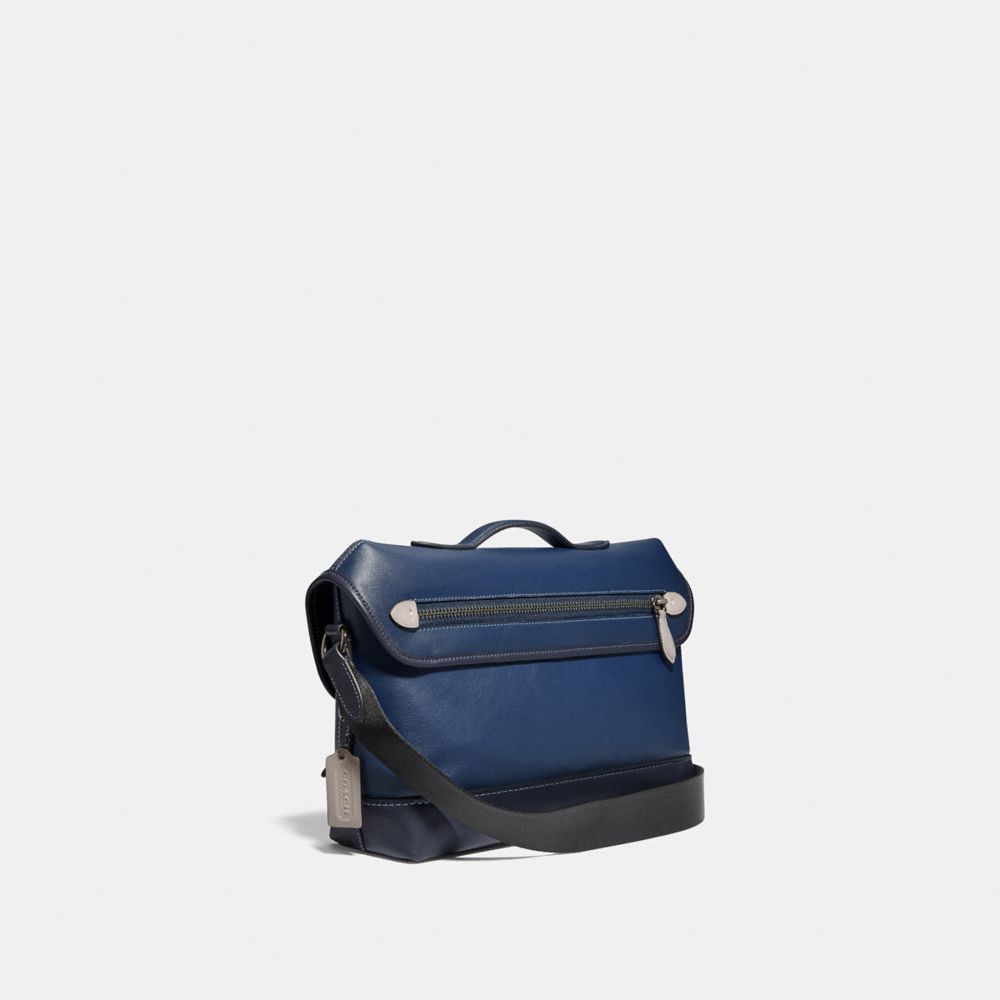 COACH®,LEAGUE BIKE BAG,Black Copper/Deep Blue Multi,Angle View