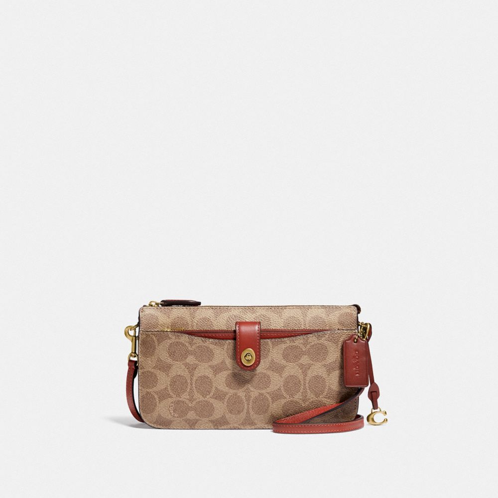 Coach Wyn Signature Logo Canvas Crossbody Bag - Tan Rust