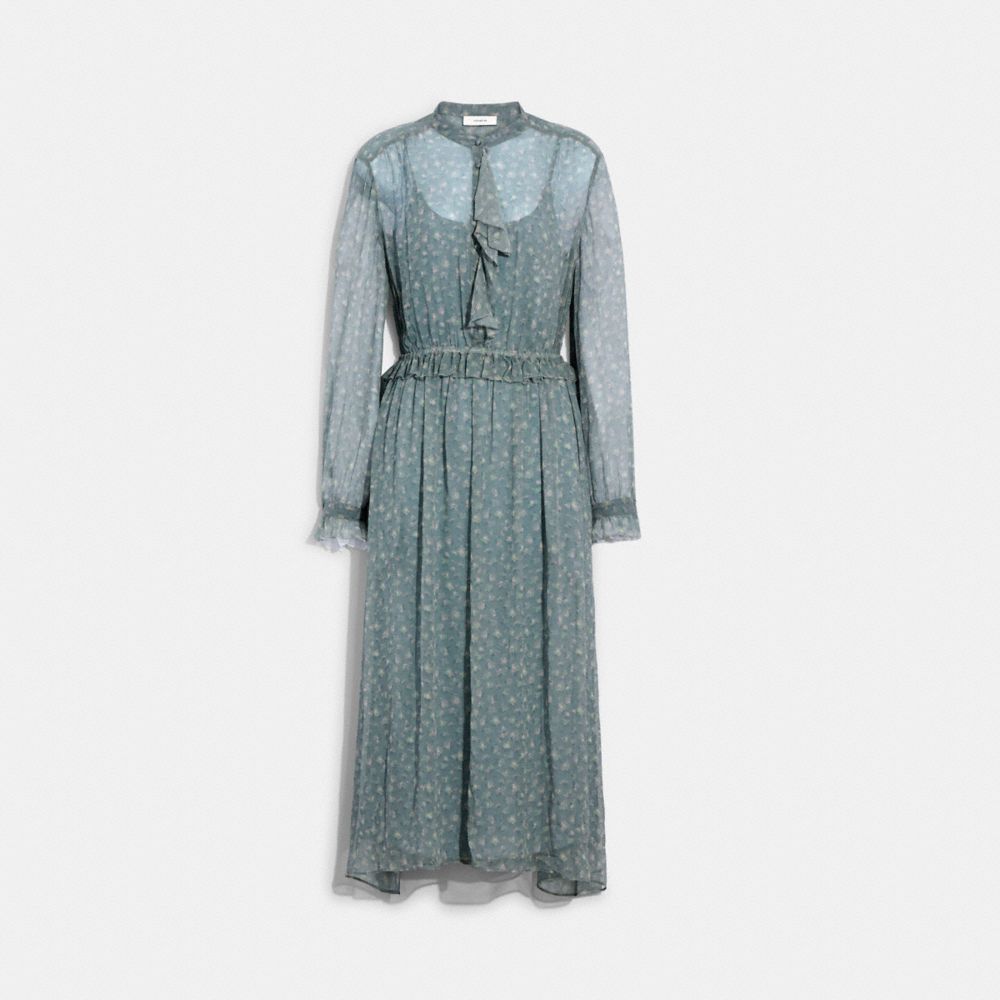 Ruffle Front Dress With Gathered Yoke COACH®
