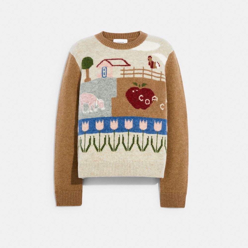 COACH®,Block Landscape Sweater,,Front View