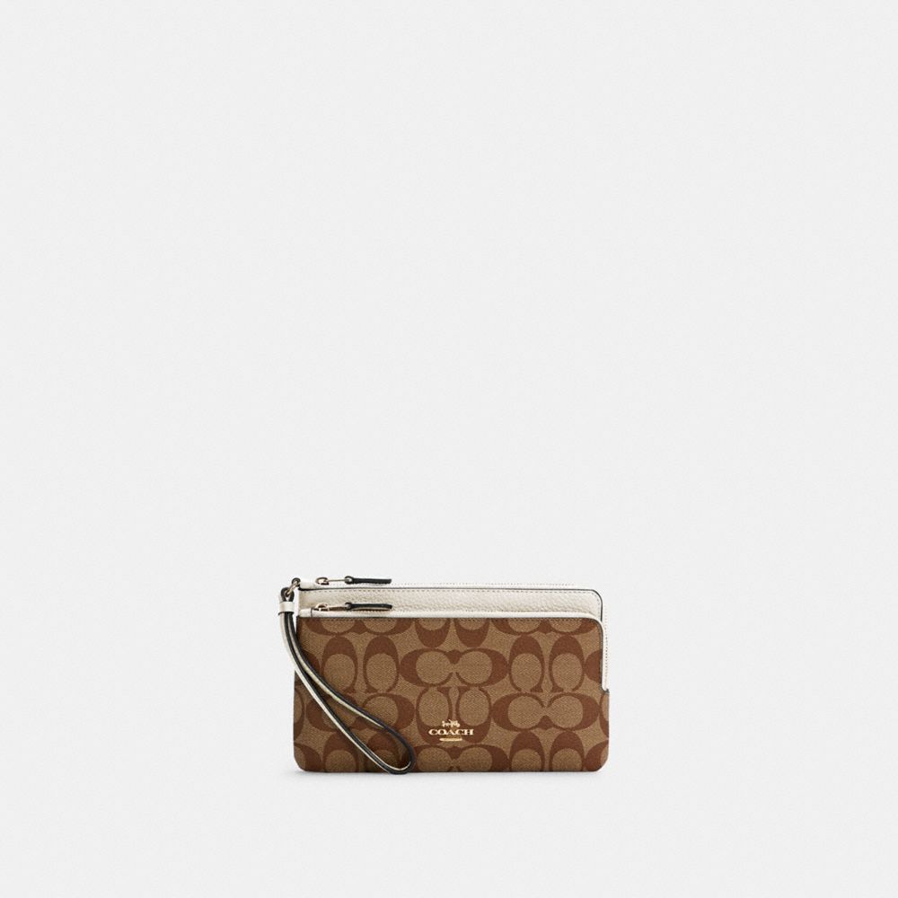 coach double zip wallet