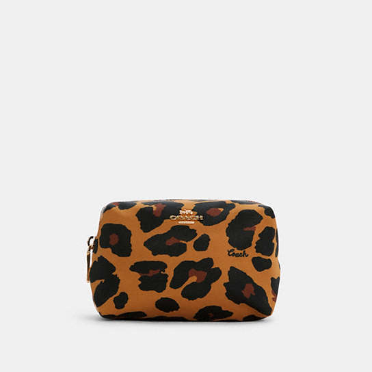COACH® Outlet | Small Boxy Cosmetic Case With Leopard Print