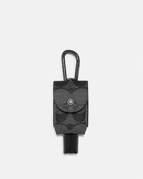 COACH®,HAND SANITIZER HOLDER IN SIGNATURE CANVAS,pvc,Mini,Gunmetal/Charcoal,Front View