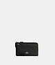COACH®,DOUBLE ZIP WALLET,Pebbled Leather,Mini,Gold/Black,Front View