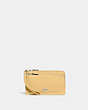 COACH®,DOUBLE ZIP WALLET,Pebbled Leather,Mini,Silver/Vanilla,Front View