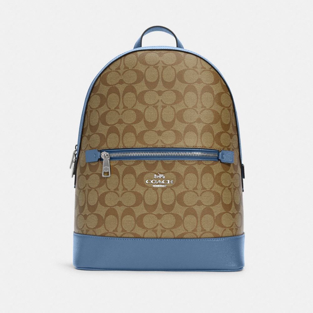 Coach Kenley Backpack Purse Signature Khaki Marble Blue  display picture 3