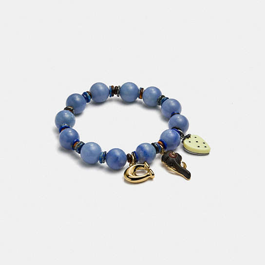 Handmade Blue Lapis Beads with Owl Charm Stretch Bracelet
