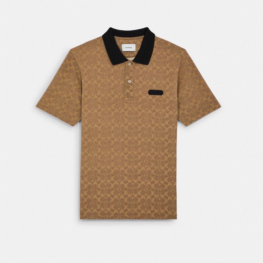 Coach Essential Polo In Tan Signature