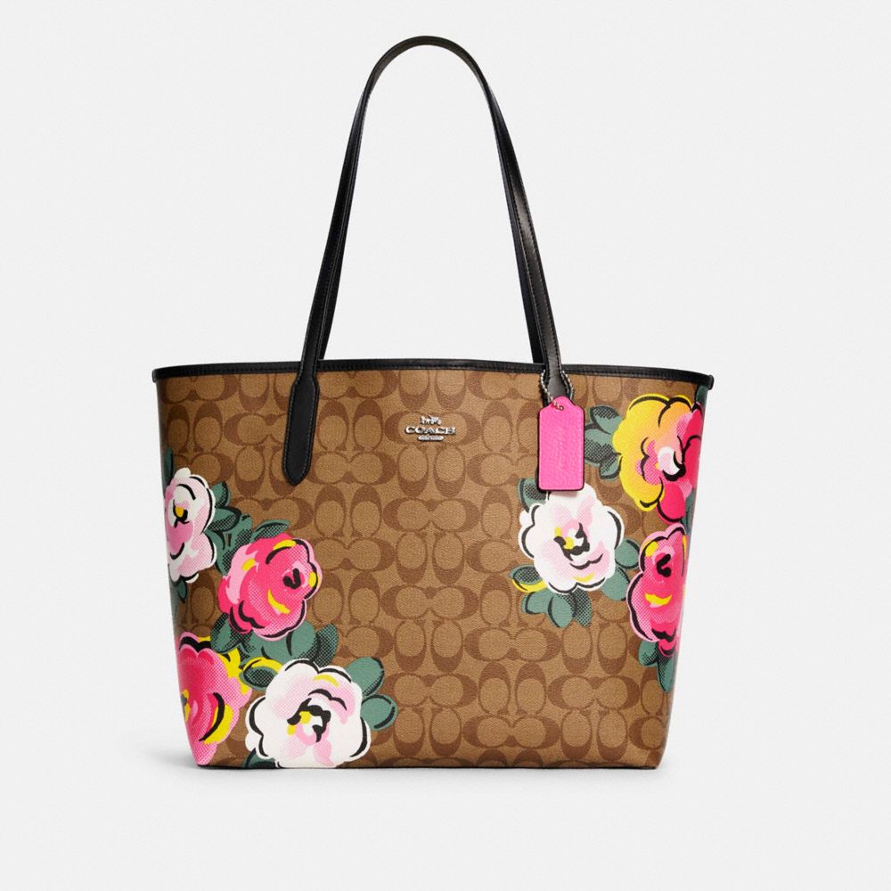 coach tote with roses