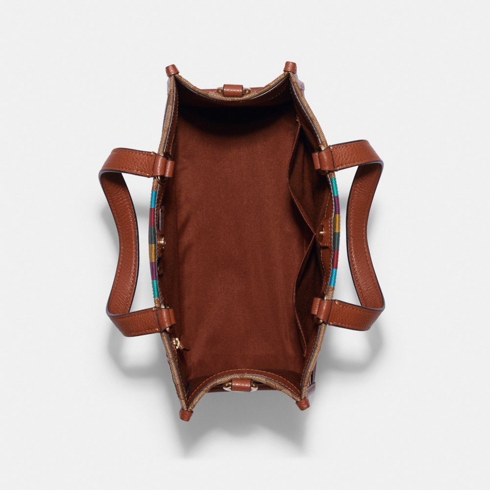 COACH®,Dempsey Carryall Bag In Signature Jacquard With Stripe And Coach Patch,,Inside View,Top View