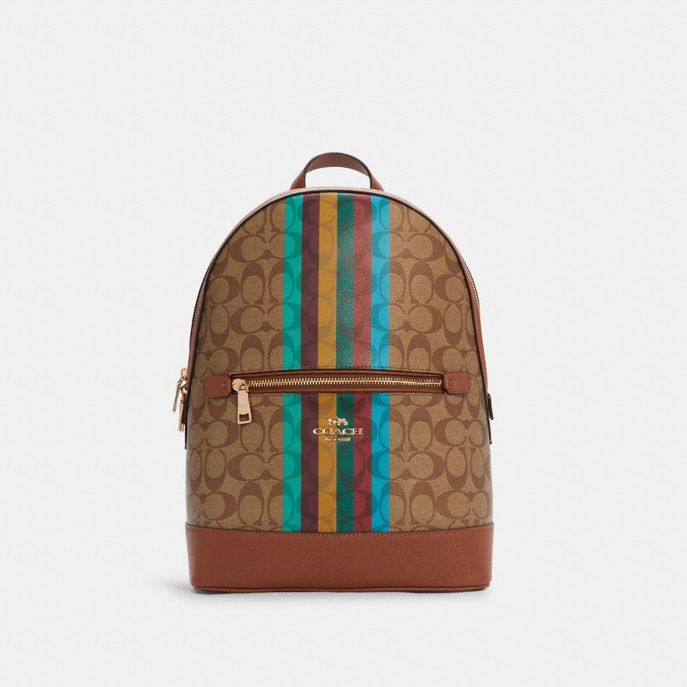 COACH® | Kenley Backpack In Signature Canvas With Stripe