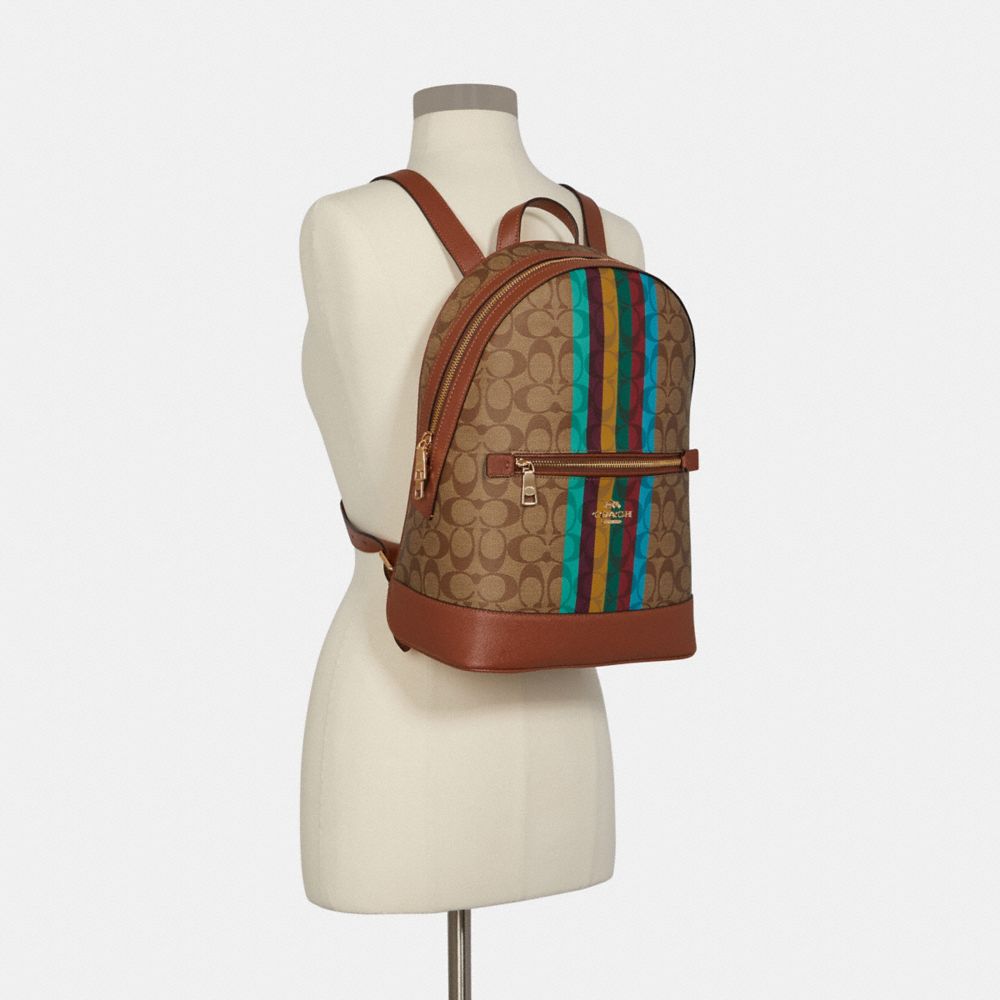 Coach Kenley backpack in signature canvas with strips sea.gob.bo