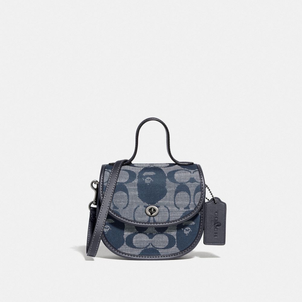 COACH® Bape X Coach Mini Top Handle Saddle Bag In Signature Chambray