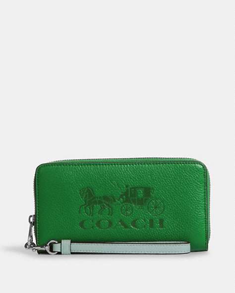 Long Zip Around Wallet In Colorblock With Horse And Carriage