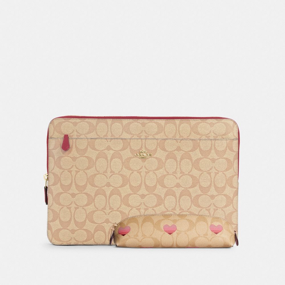 COACH® Laptop Sleeve In Colorblock Signature Canvas & Pencil Case In