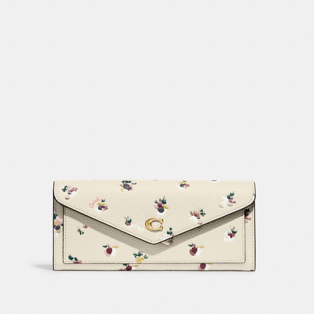 Coach Outlet Accordion Zip Wallet With Antique Floral Print In White