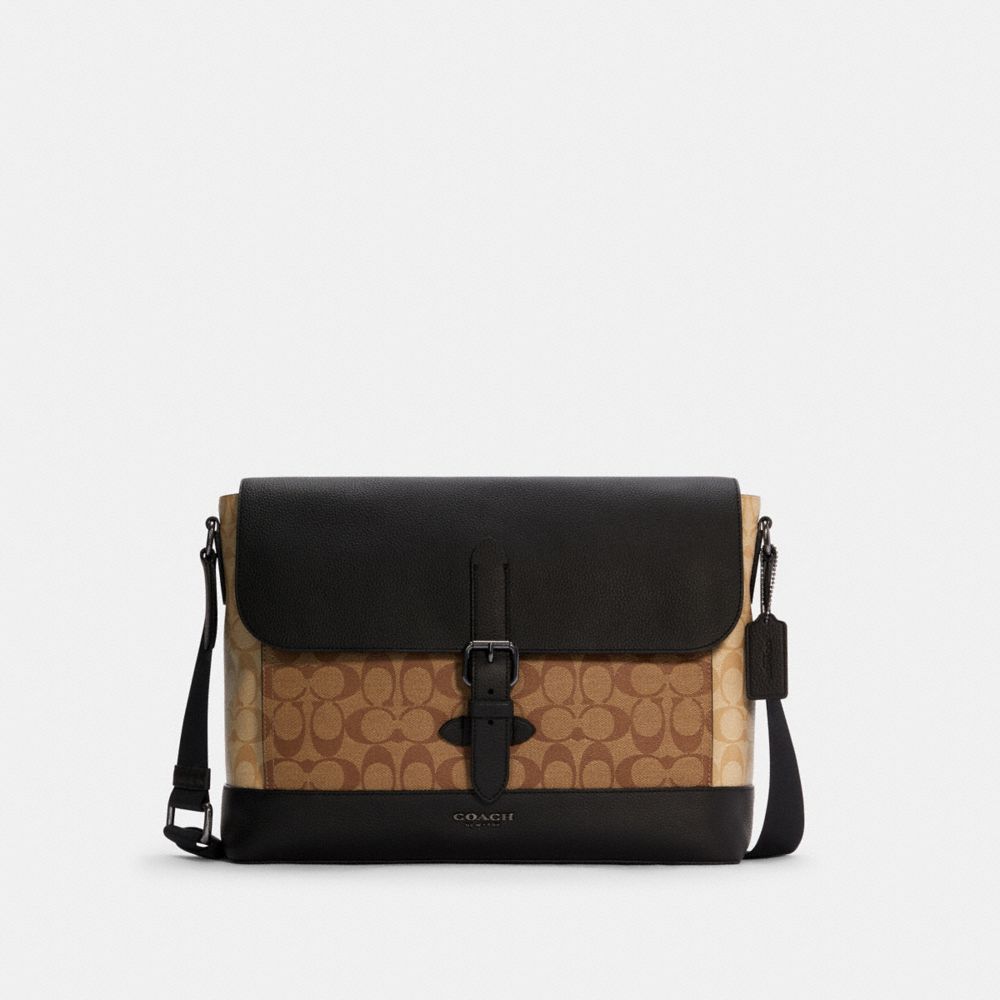 COACH®  Hudson Messenger In Blocked Signature Canvas