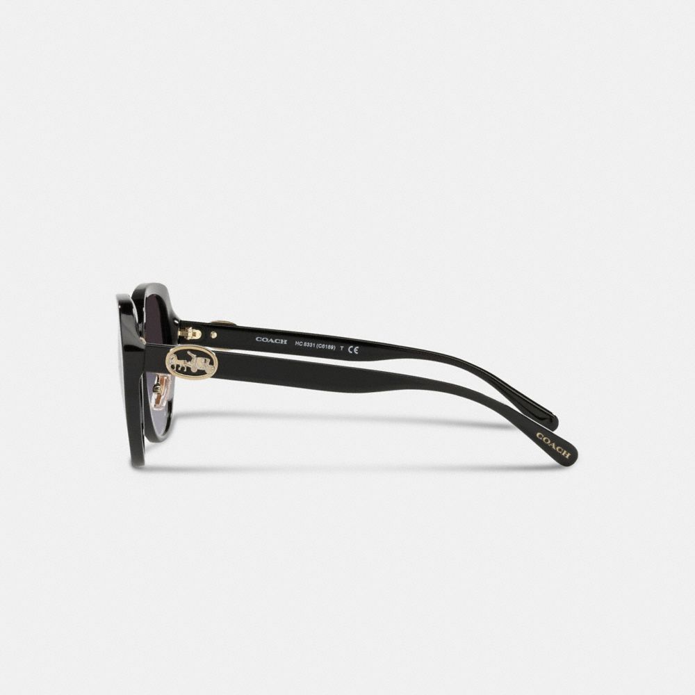 Shop Coach Übergrosse, Runde Sonnenbrille Mit „horse And Carriage" Motiv In Black