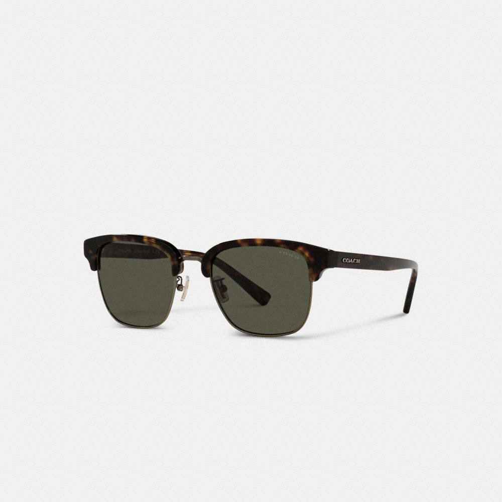 Coach Signature Workmark Retro Frame Sunglasses In Dark Tortoise/gold