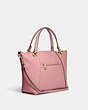 COACH®,KACEY SATCHEL,Pebbled Leather,Large,Anniversary,Gold/True Pink,Angle View
