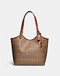 COACH®,DAY TOTE IN SIGNATURE CANVAS,Signature Coated Canvas/Smooth Leather,Medium,Brass/Tan/Rust,Front View