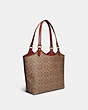 COACH®,DAY TOTE IN SIGNATURE CANVAS,Signature Coated Canvas/Smooth Leather,Medium,Brass/Tan/Rust,Angle View