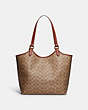 COACH®,DAY TOTE IN SIGNATURE CANVAS,Signature Coated Canvas/Smooth Leather,Medium,Brass/Tan/Rust,Back View
