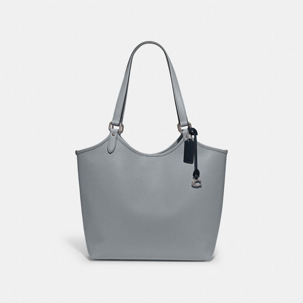  COACH Color-Block Leather with Coated Canvas Signature Interior  Willow Tote Washed Chambray/Multi One Size : Clothing, Shoes & Jewelry