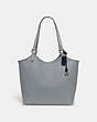 COACH®,DAY TOTE,Pebbled Leather,Medium,Silver/Grey Blue,Front View