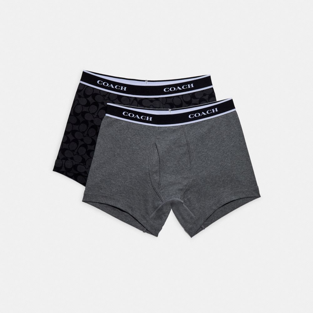 COACH®,Boxer Set,Cotton,Spandex,Boxer Brief,Logo,Stripe,Word Embellishment,Set,Casual,Multi Color,Front View