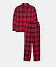 COACH®,LONG SLEEVE PAJAMA SET,Red Bleeker Plaid,Front View