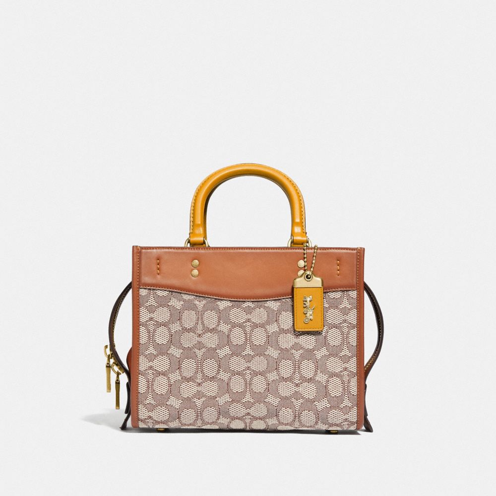 Coach Rogue 25 In Signature Textile Jacquard In Brass/cocoa Burnished