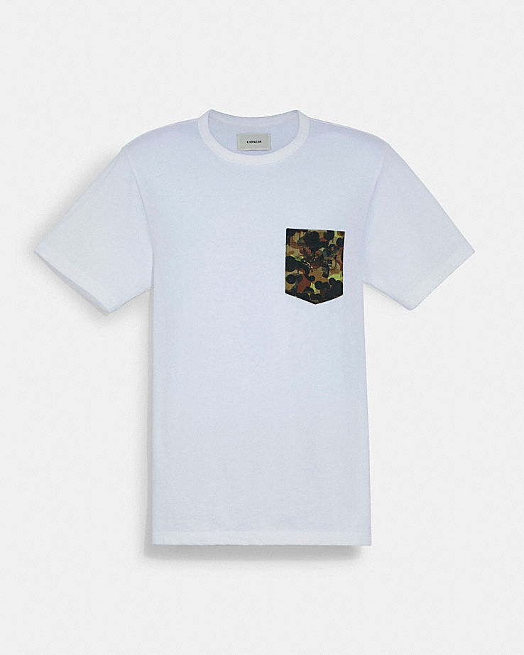 CoachSolid Camo Print Pocket T Shirt In Organic Cotton