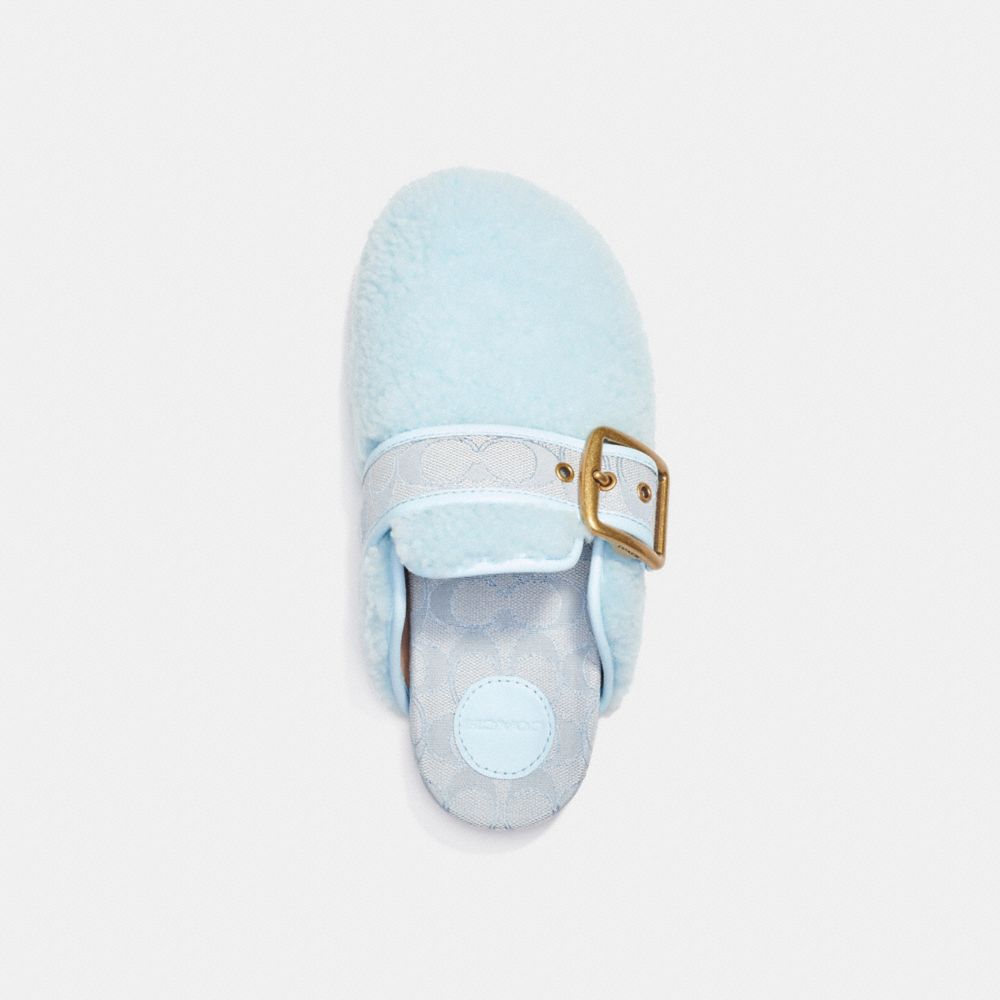 COACH®,SHEARLING CLOG,Shearling/Jacquard,Baby Blue,Inside View,Top View