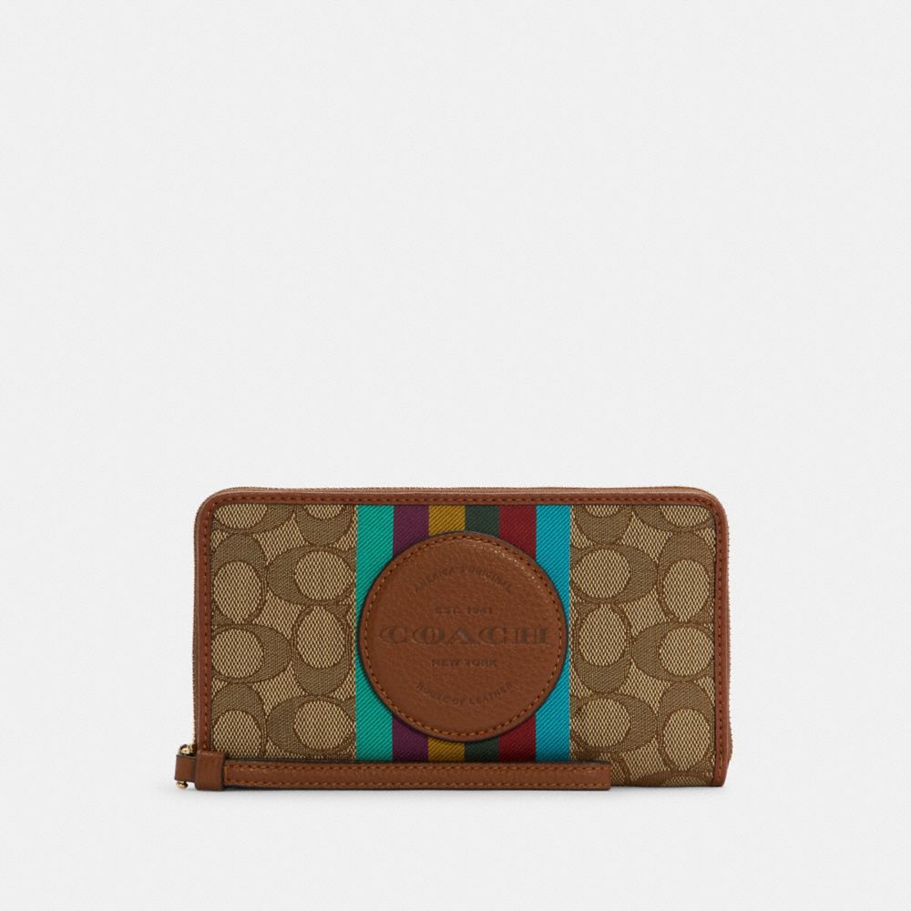 Coach Dempsey Large Phone Wallet In Signature Jacquard With Stripe And