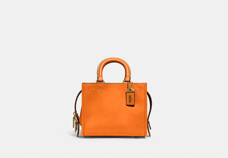 COACH®,ROGUE 17 IN ORIGINAL NATURAL LEATHER,Original Natural Leather,Brass/Carrot,Front View