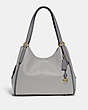 COACH®,LORI SHOULDER BAG IN COLORBLOCK,Pebble Leather,Large,Brass/Dove Grey,Front View