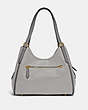 COACH®,LORI SHOULDER BAG IN COLORBLOCK,Pebble Leather,Large,Brass/Dove Grey,Back View