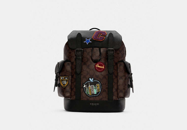 COACH® | Hudson Backpack In Signature Canvas With Souvenir Patches