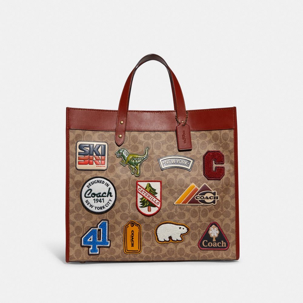 Field Tote 40 In Signature Canvas With Patches | COACH®