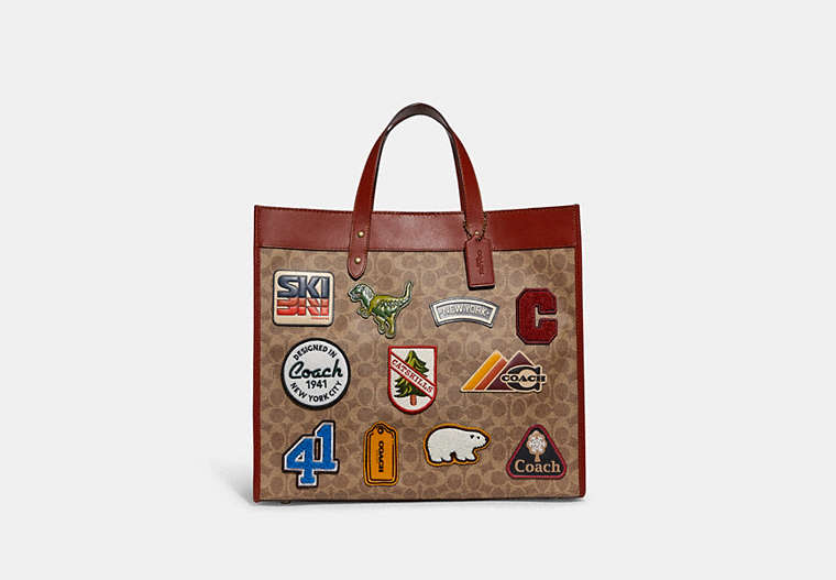Field Tote 40 In Signature Canvas With Patches | COACH®