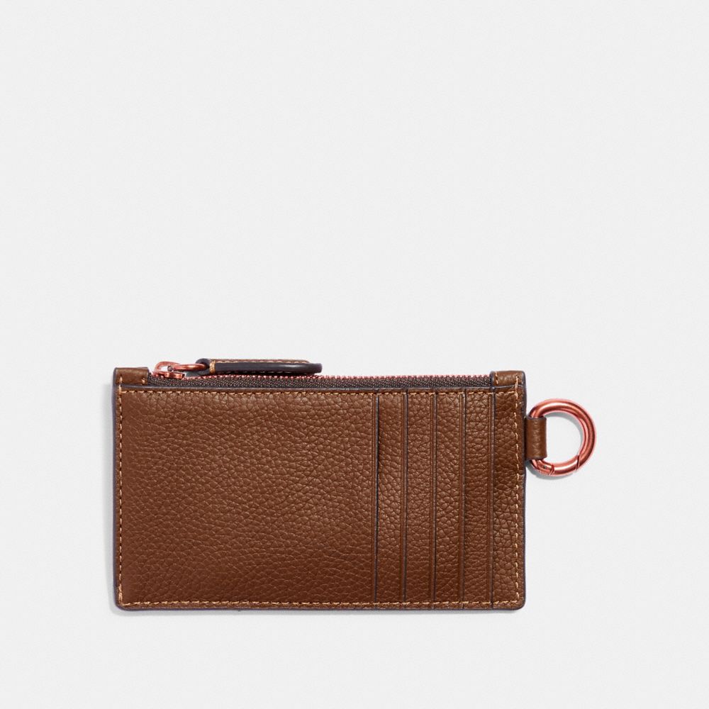 Coach Zip Card Case In Dark Saddle