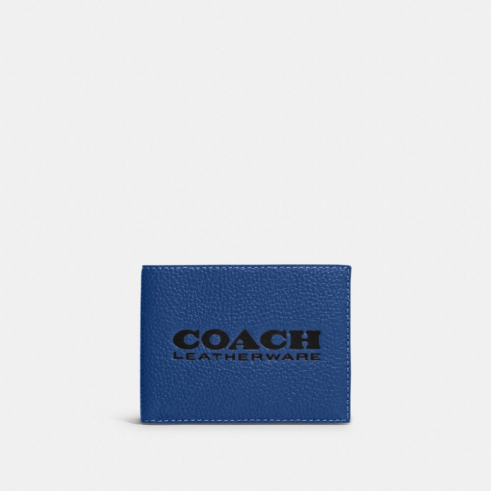 Coach Slim Billfold Wallet In Blue Fin/black