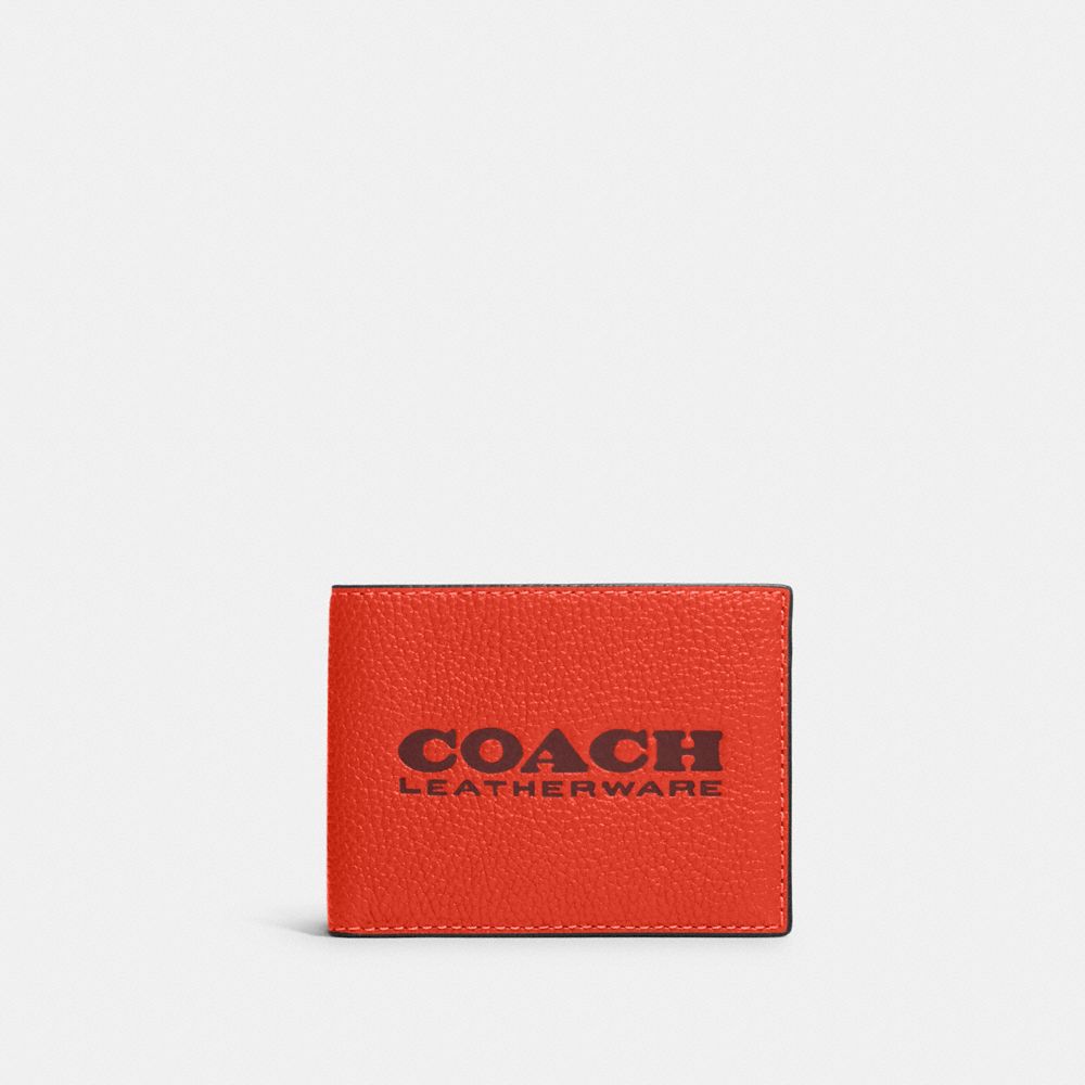 Coach Slim Billfold Wallet In Red Orange/wine